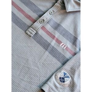 Travis Mathew Men's Golf Polo Large Striped Parkland Golf Course Gray